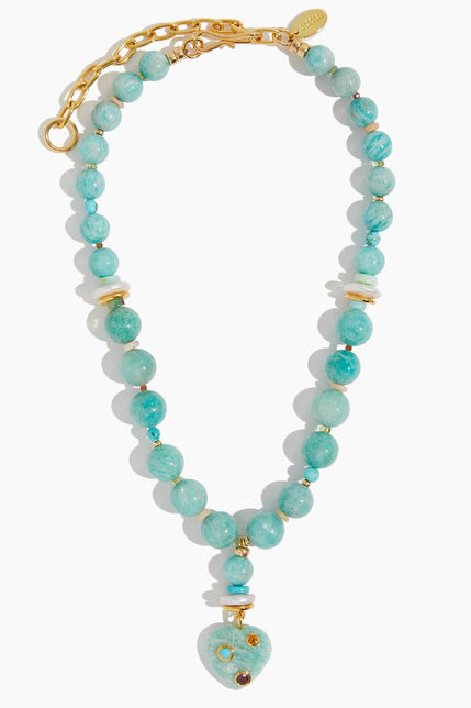 Lizzie Fortunato Necklaces Rincon Heart Necklace in Turquoise Lizzie Fortunato Rincon Heart Necklace in Turquoise