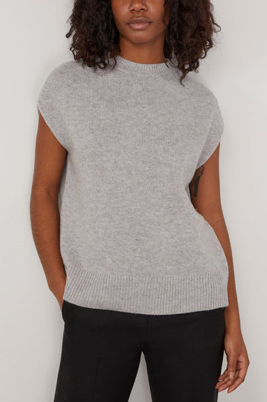 Loulou Studio Sweaters Sagar Short Sleeve Sweater in Grey Melange