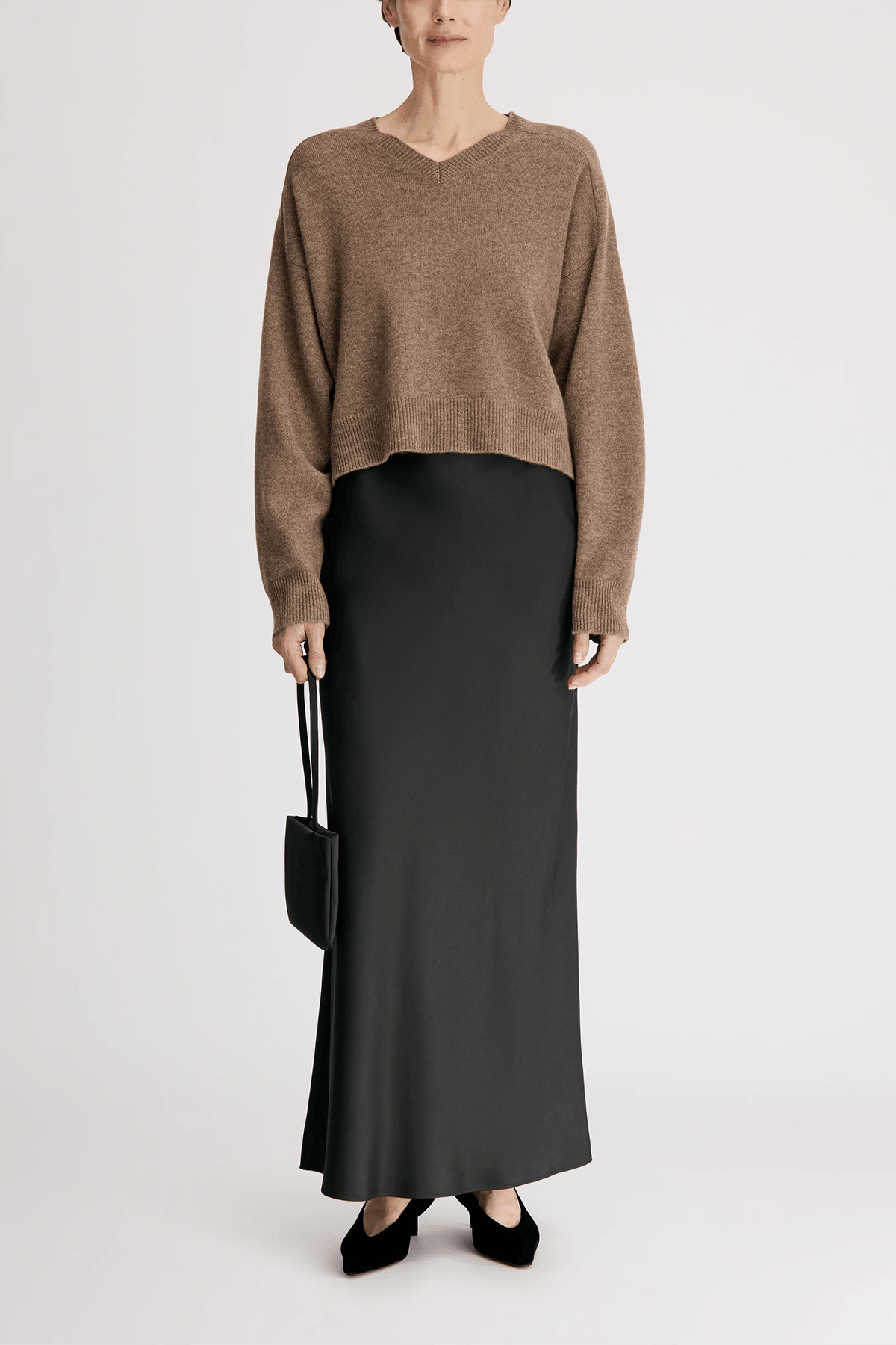 Loulou de Saison Anzor V-Neck Sweater in Nutmeg