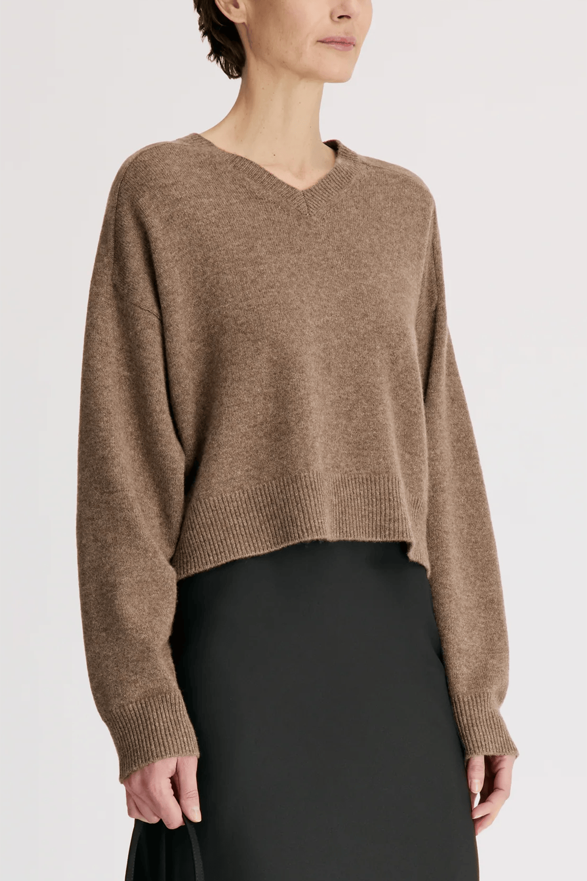 Loulou de Saison Anzor V-Neck Sweater in Nutmeg