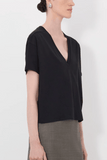Loulou de Saison Faaa V Neck T-Shirt in Black