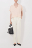 Loulou de Saison Faaa V Neck T-Shirt in Cream Rose
