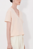 Loulou de Saison Faaa V Neck T-Shirt in Cream Rose