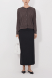 Loulou de Saison Kita Fine Crewneck Cardigan in Brown Melange