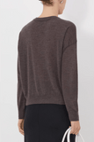 Loulou de Saison Kita Fine Crewneck Cardigan in Brown Melange