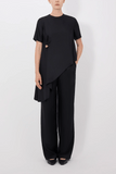 Loulou de Saison Madea Draped Asymmetric Top in Black