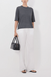 Loulou de Saison Nala Fine Short Sleeve Top in Anthracite Melange