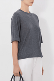 Loulou de Saison Nala Fine Short Sleeve Top in Anthracite Melange