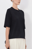 Loulou de Saison Nala Fine Short Sleeve Top in Black