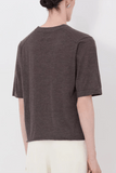 Loulou de Saison Nala Fine Short Sleeve Top in Brown Melange