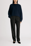 Loulou de Saison Rolf Saddle Sleeve Sweater in Navy