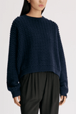 Loulou de Saison Rolf Saddle Sleeve Sweater in Navy