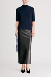 Loulou de Saison Ruth Short Sleeve Top in Navy