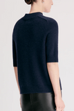 Loulou de Saison Ruth Short Sleeve Top in Navy
