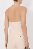 Loulou de Saison Sami Backless Halter Top in Cream Rose