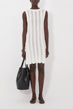 Loulou de Saison Yoko Crochet Dress in Ivory