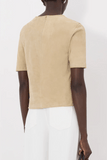 Loulou de Saison Zaida Suede Boxy T-Shirt in Beige