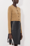 Loulou de Saison Zephir Cropped Cardigan in Camel