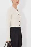 Loulou de Saison Zephir Cropped Cardigan in Ivory
