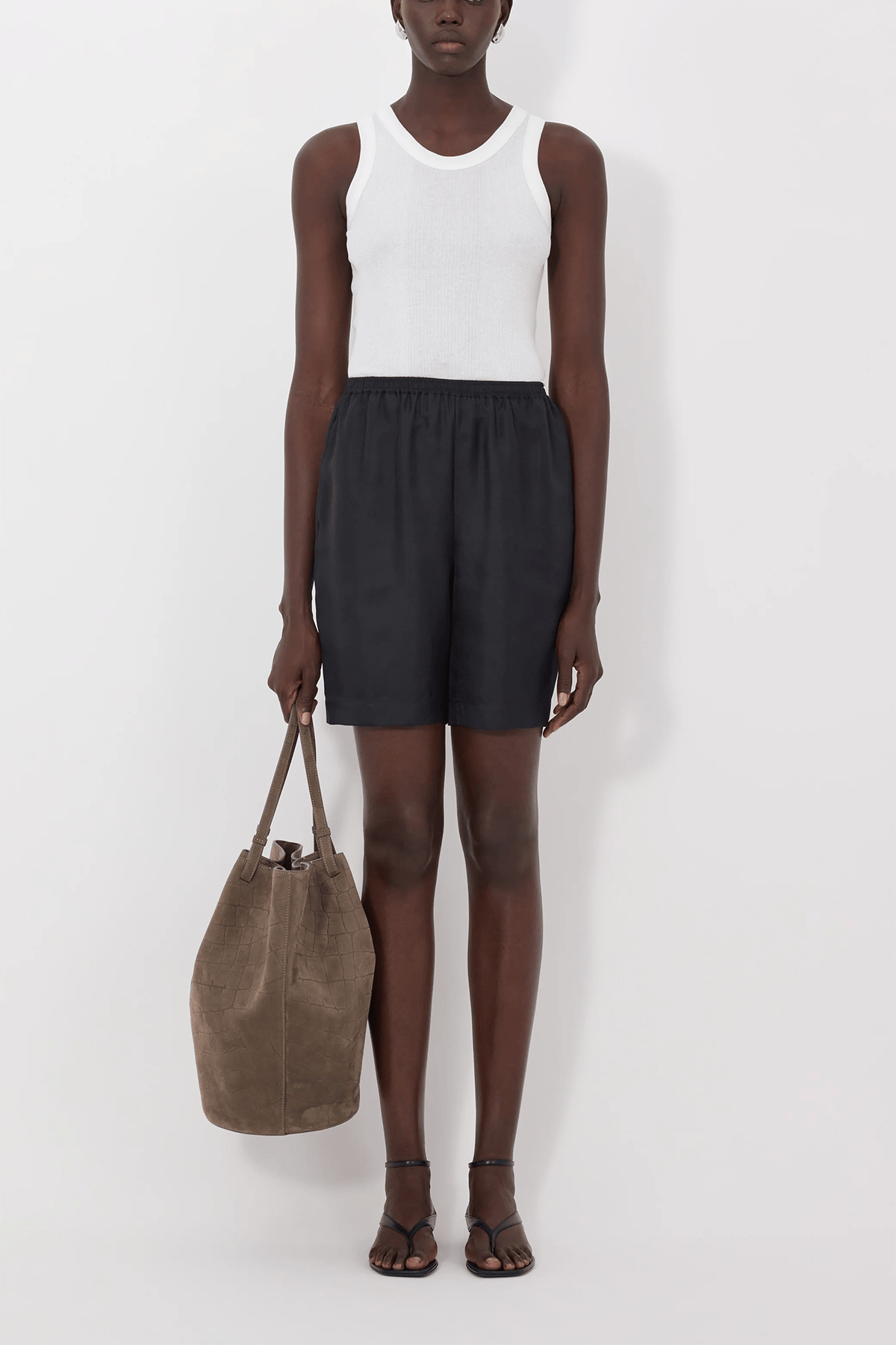 Loulou de Saison Zinia Loose Fit Shorts in Black