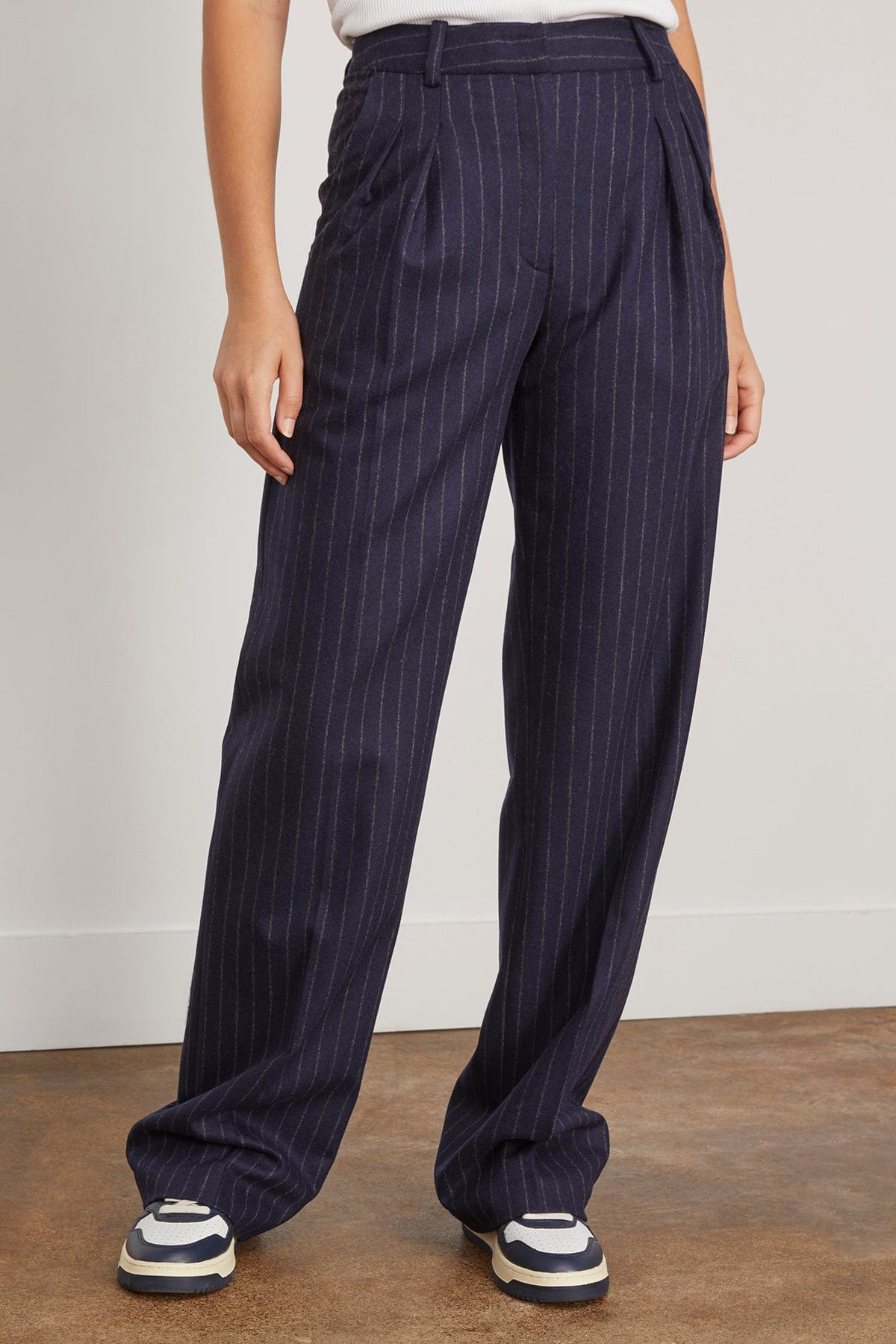 Loulou Studio Pants Amoya Wide Leg Pant in Navy Stripes Loulou Studio Amoya Wide Leg Pant in Navy Stripes