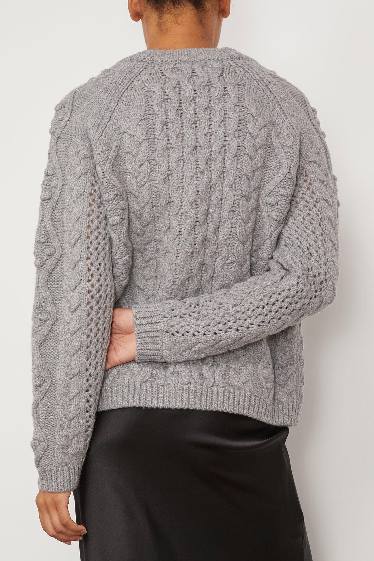 Loulou Studio Sweaters Kuma Cable Knit Cardigan in Grey Melange Loulou Studio Kuma Cable Knit Cardigan in Grey Melange