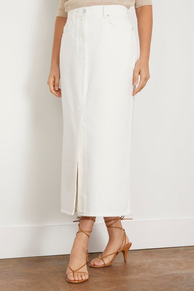 Loulou Studio Skirts Rona Denim Long Skirt in Ivory Loulou Studio Rona Denim Long Skirt in Ivory