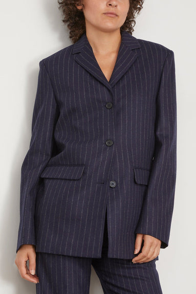 Loulou Studio Jackets Senja Blazer in Navy Stripes Loulou Studio Senja Blazer in Navy Stripes