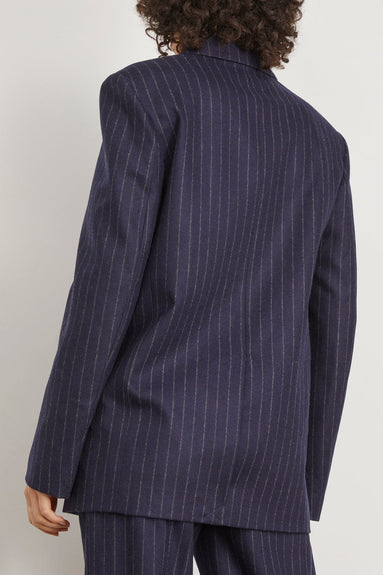 Loulou Studio Jackets Senja Blazer in Navy Stripes Loulou Studio Senja Blazer in Navy Stripes