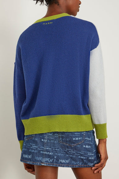 Marni Sweaters Iconic Cashmere Cardigan in Illusion Blue Marni Iconic Cashmere Cardigan in Illusion Blue