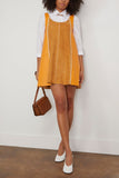 Marni Dresses Suede and Nappa Patchwork Shift Dress in Orange/Tan