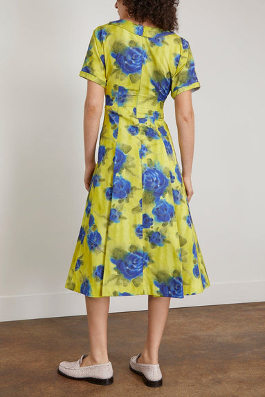 Marni Dresses Taffeta Midi Dress with Idyll Print in Lemonade