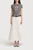 Marni Denim Midi Skirt in Stone White