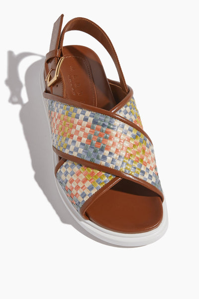 Marni Strappy Flat Sandals Fussbett Sandal in Caramel Brown/Multicolor