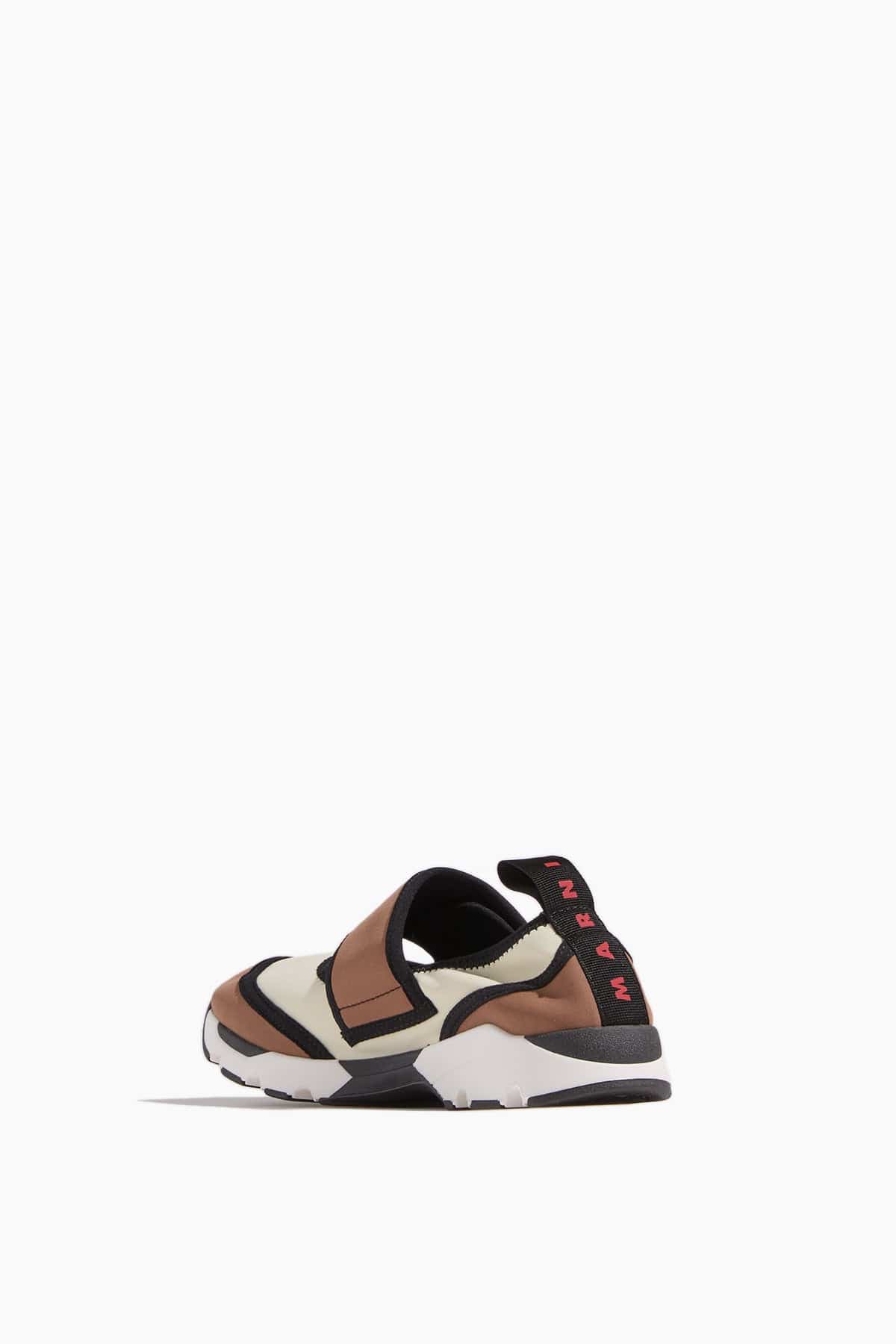 Marni Mary Jane Running Sneaker in White/Light Brown