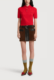 Marni Mini Leather Skirt in Sudan