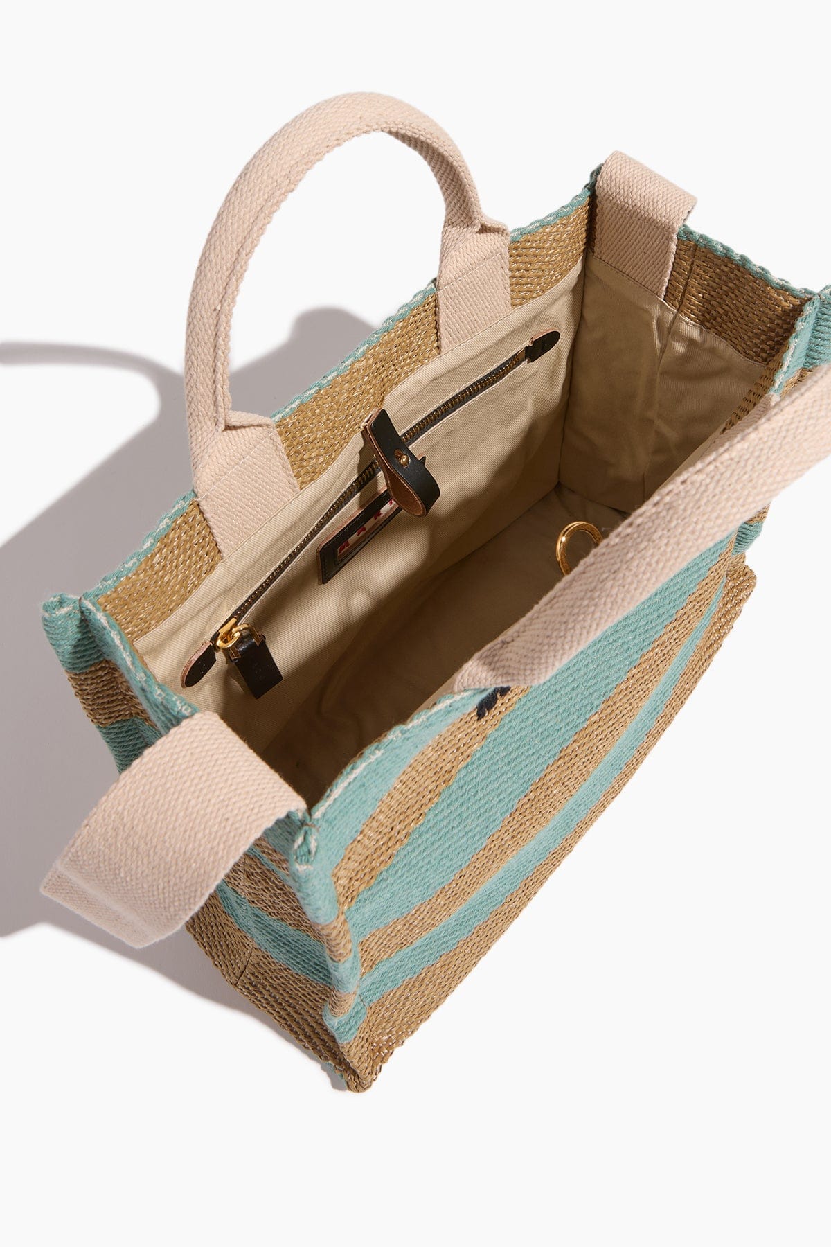 Marni Tote Bags Raffia Small Tote Bag in Raw Sienna/Pale Mint Marni Raffia Small Tote Bag in Raw Sienna/Pale Mint