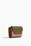Marni Tri-Fold Wallet in Deep Sage/Misty Rose/Light Curry