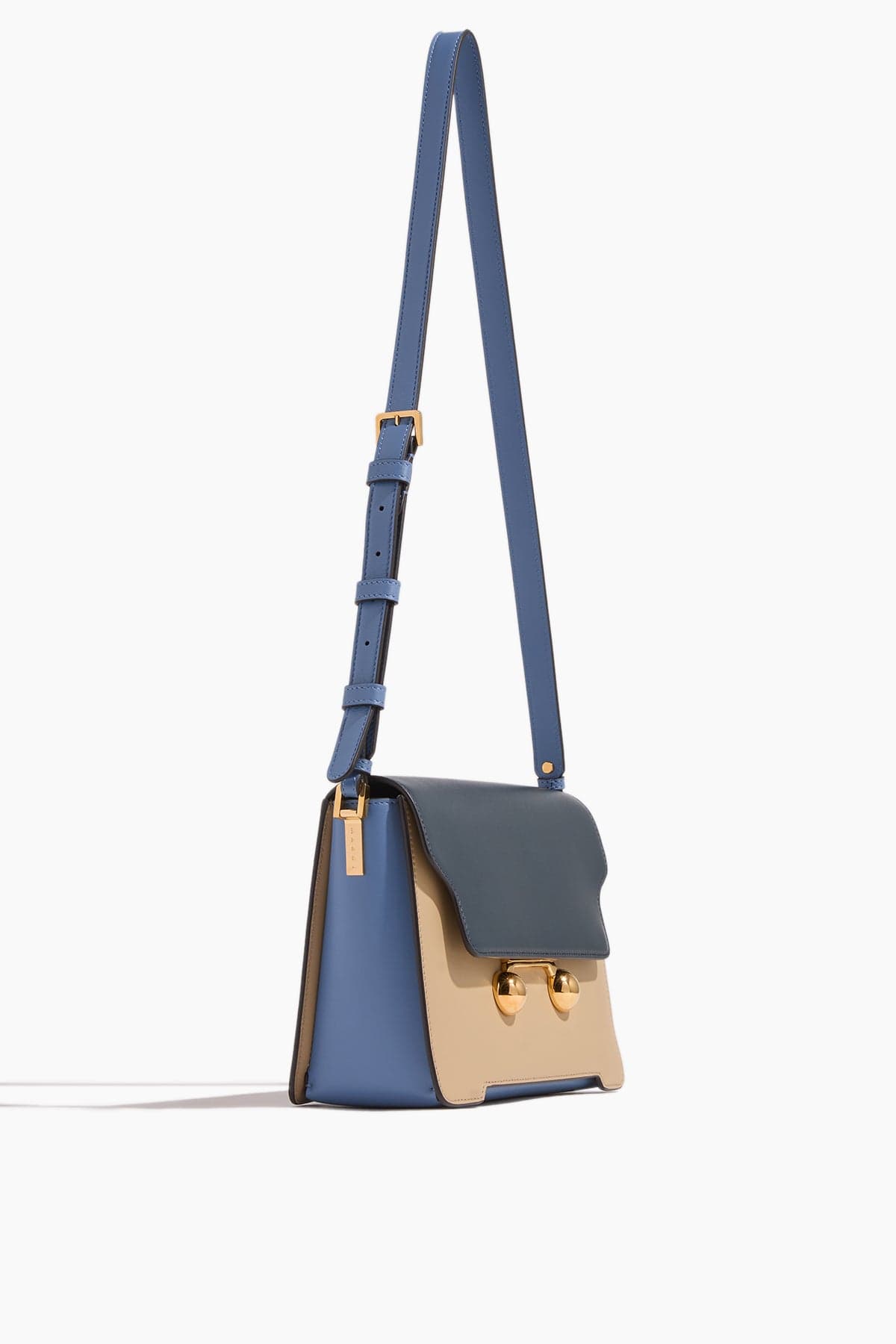 Marni Shoulder Bags Trunkaroo Medium Shoulder Bag in Night Blu/Winter Wheat/Opal Marni Trunkaroo Medium Shoulder Bag in Night Blu/Winter Wheat/Opal