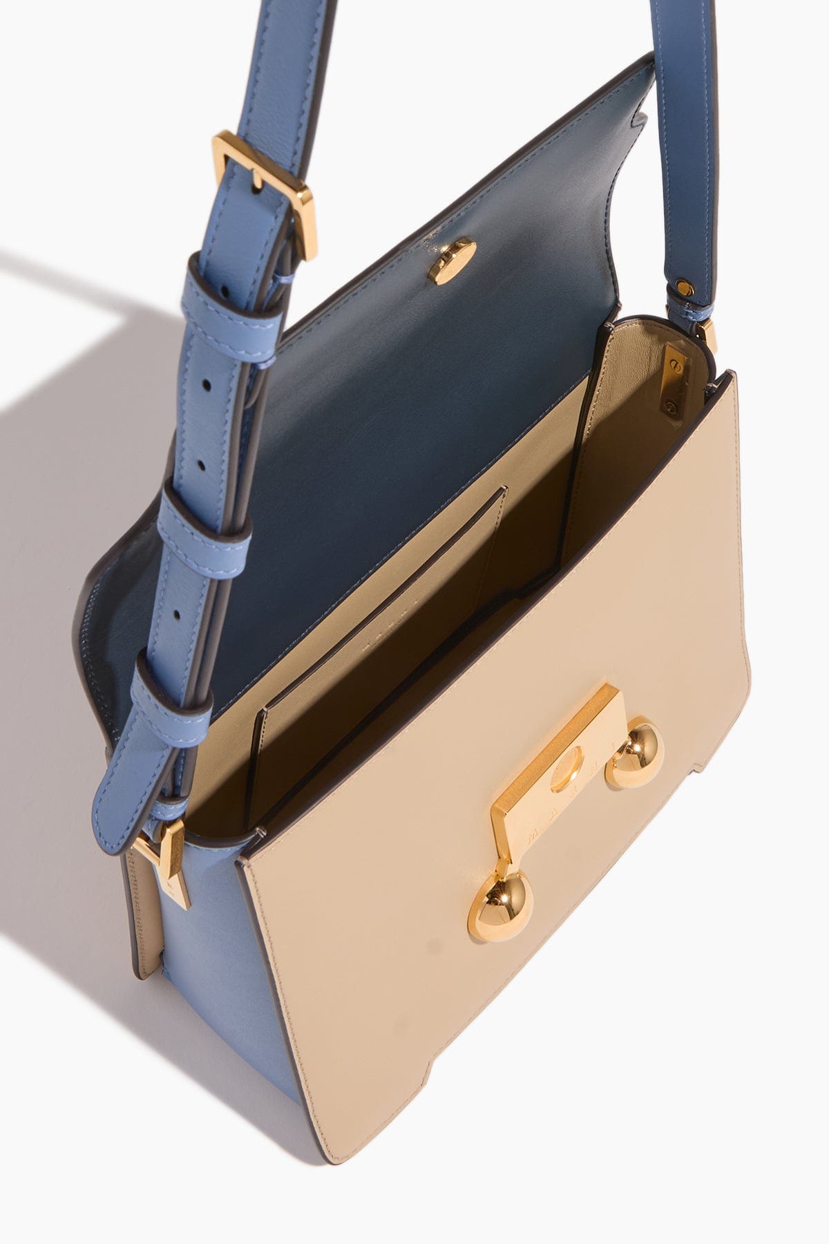 Marni Shoulder Bags Trunkaroo Medium Shoulder Bag in Night Blu/Winter Wheat/Opal Marni Trunkaroo Medium Shoulder Bag in Night Blu/Winter Wheat/Opal