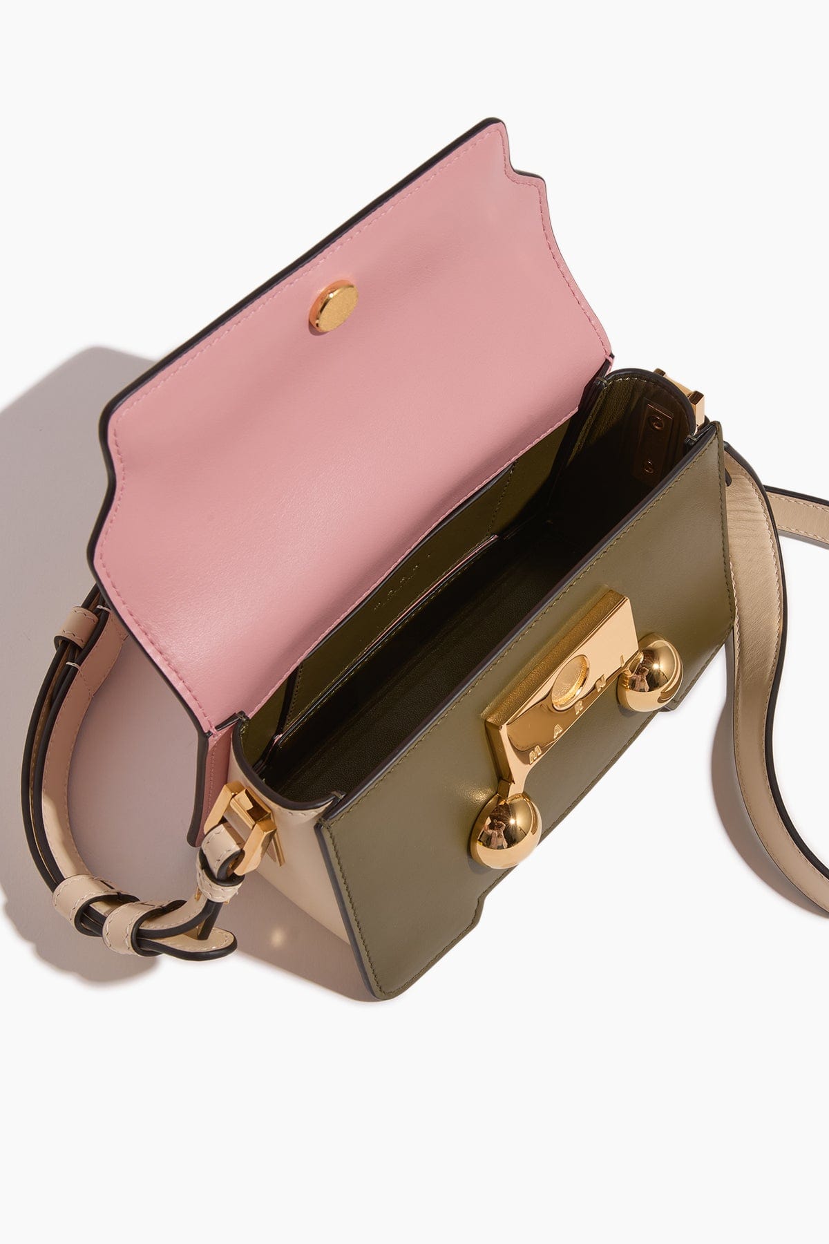 Marni Trunkaroo Mini Shoulder Bag in Camelia/Deep Sage/Shell
