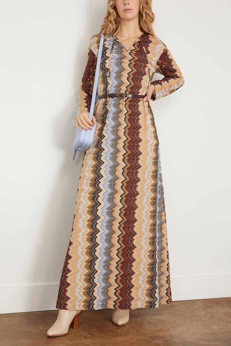 Missoni Kaftan Dress in Multi Zigzag on Brown Base – Hampden Clothing