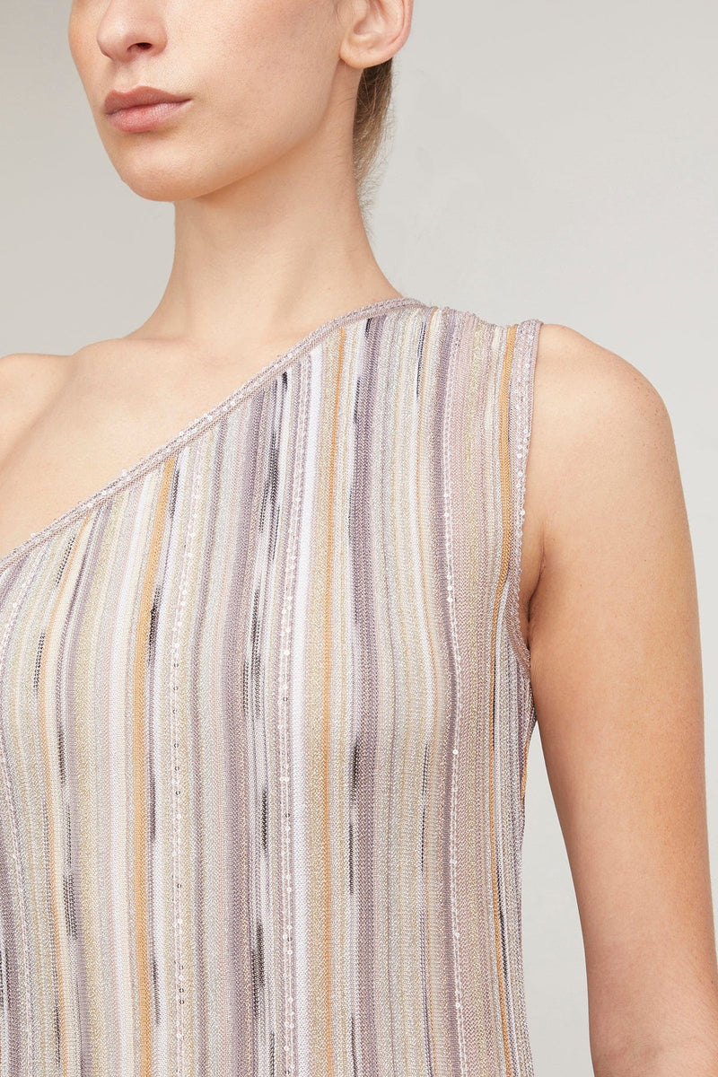 Missoni Sleeveless Long Dress in Multicolor with Lilac Base