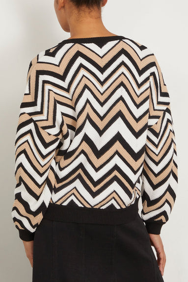 Missoni Sweaters V-Neck Sweater in Zigzag Beige/White/Black Missoni V-Neck Sweater in Zigzag Beige/White/Black