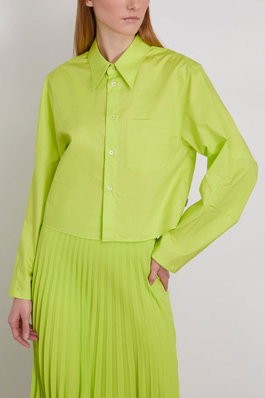 MM6 Maison Margiela Tops Cropped Button Down Shirt in Neon Green