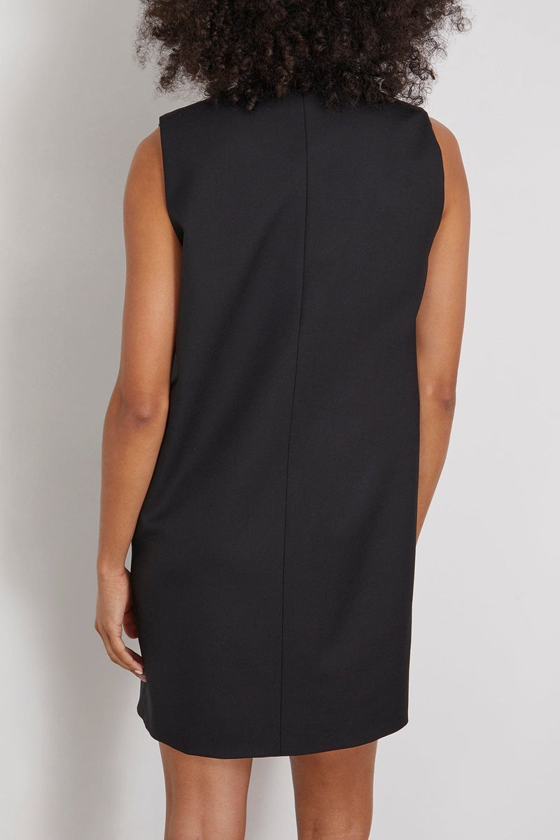 MM6 Maison Margiela Deep V Sleeveless Shift Dress in Black