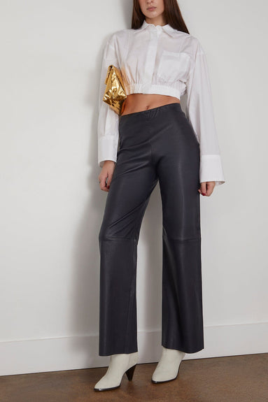 Odeeh Pants Stretch Nappa Pants in Black/Blue Odeeh Stretch Nappa Pants in Black/Blue