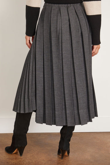 Plan C Skirts Pleated Tweed Skirt in Melange Black/White