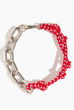 Plan C Rope and Chain Necklace in Red White