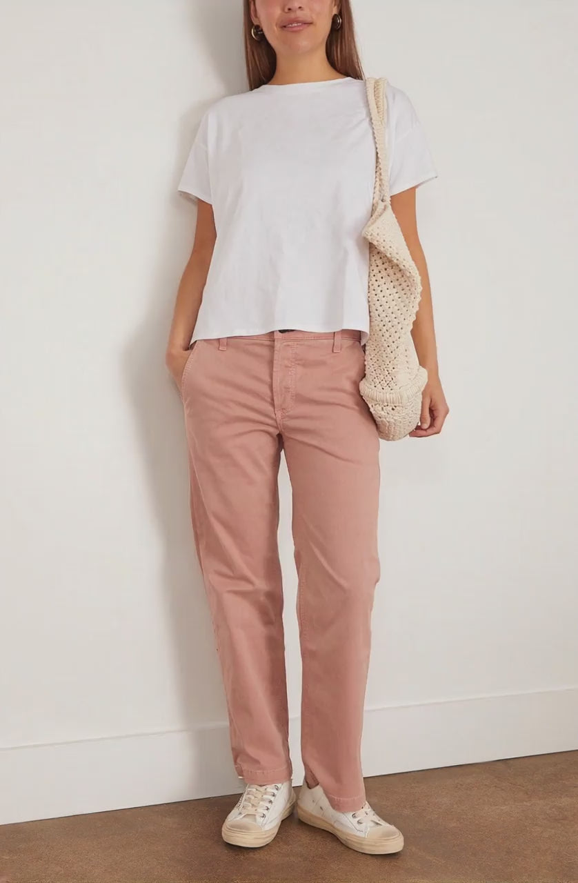 Slim Chino Pant in Washed Dusty Rose - AI Generated